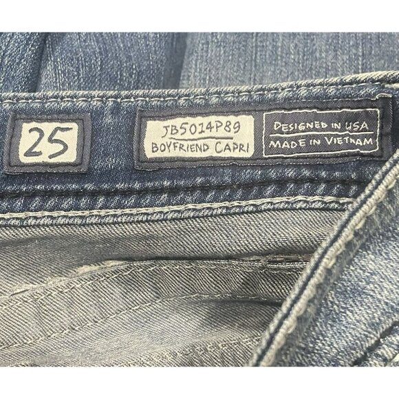 Miss Me Jeans Boyfriend Capri 25 Denim Distressed Embellished Crop JB5014P89 Y2K - Picture 8 of 11